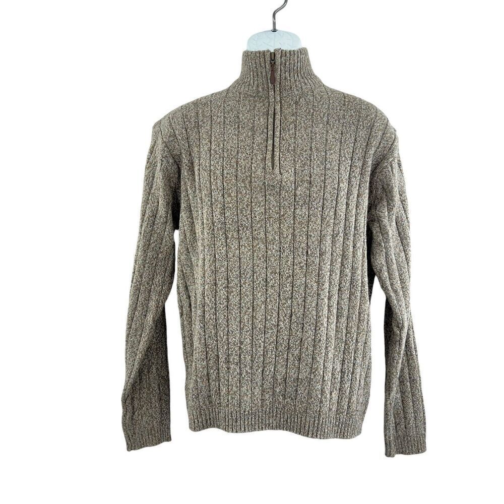Oscar De La  Renta 1/4 Zip Heathered Sweater Size XL Long Sleeve Cotton Blend